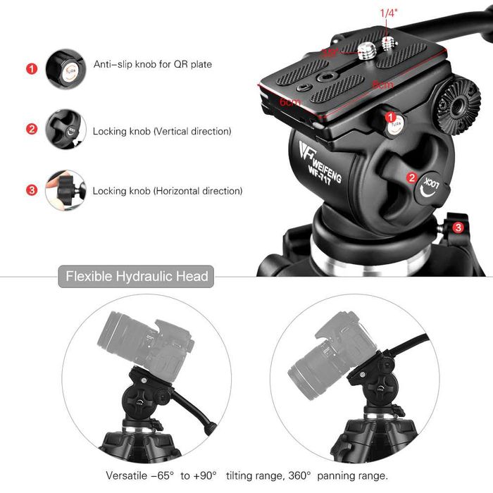 Trepied video profesional inaltime max 190cm/8 kg heavy duty camera aparat foto dslr cap fluid talpica quick release stativ pt streaming podcast nunta