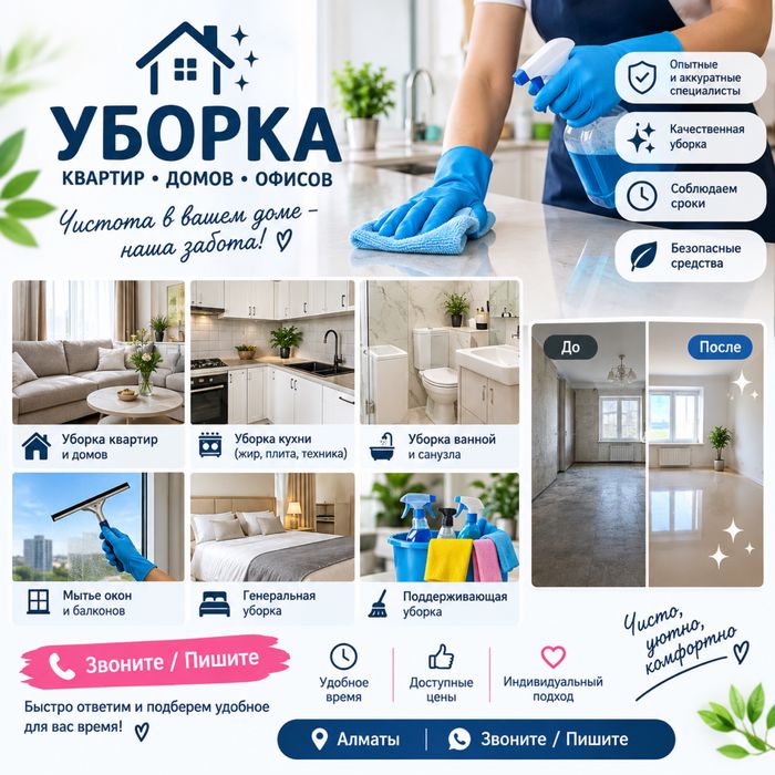 Уборка квартир и домов. Недорого!