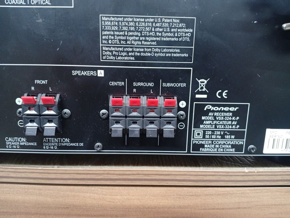 5.1 канален ресивър PIONEER VSX-324 USB  hdmi