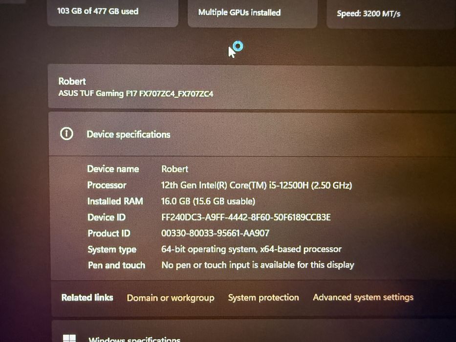 Laptop Asus TUF F17 ( i5 , 3050 )