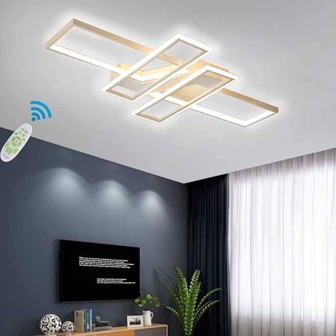 Модерен ЛЕД LED дизайнерски полилей, акрилен панел, дистанционно 214