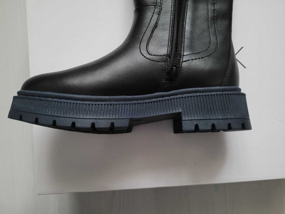 CATWALK Cizme Chelsea Negru cu Bleu, Fermoar, Nr 36, NOU, Cutie