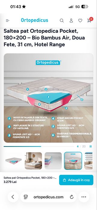 Saltea pat Ortopedica 180x200