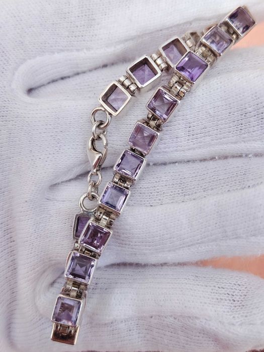 925 Bratara argint cu Ametist natural Amethyst 17.8cm