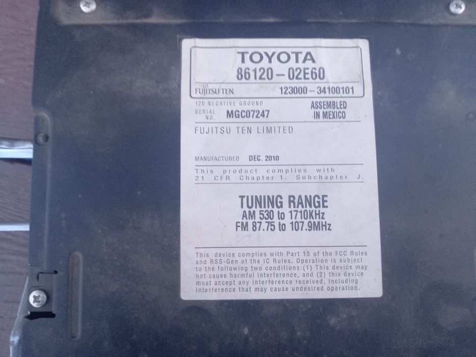 Магнитола на авто Toyota Corolla