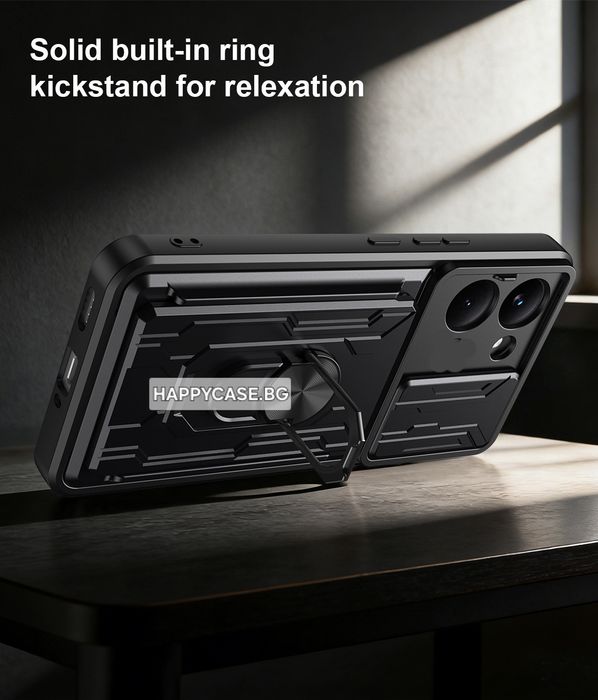 Xiaomi Poco X8 Pro 5G / RING CARD SLOT Удароустойчив кейс гръб със слот за карта и ринг