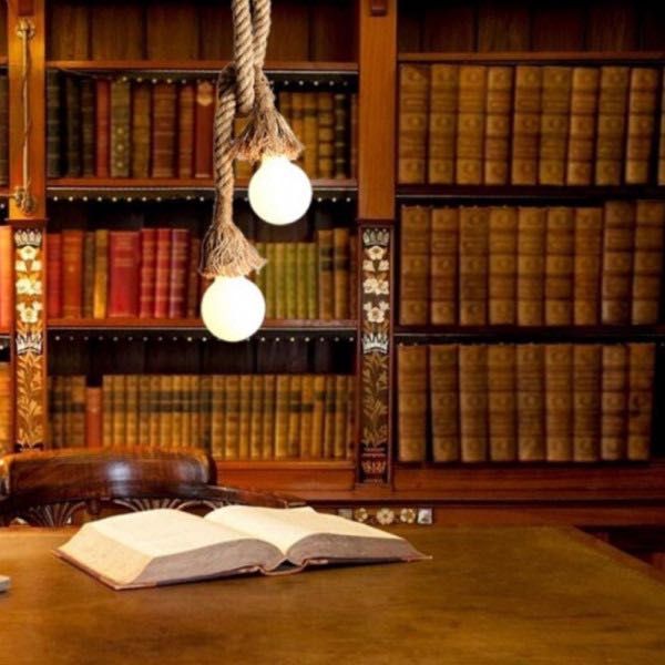 Луксозна двойна висяща лампа конопено въже, винтидж, фасонга Е27