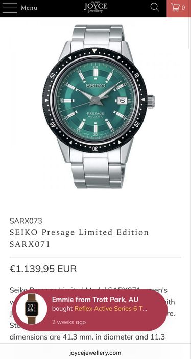 Seiko Presage Limited Edition Automatic – зелен циферблат – 650€