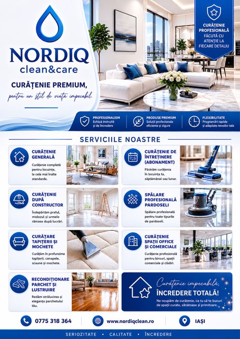 Curățenie Profesională Apartamente și Case în Iași | Nordiq Clean