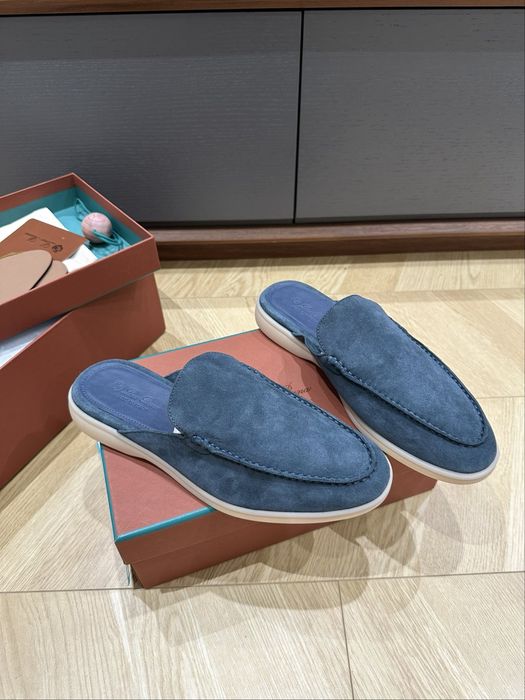 Loro Piana Summer Charms Walk Mule / Slipper - Blue Suede - №42