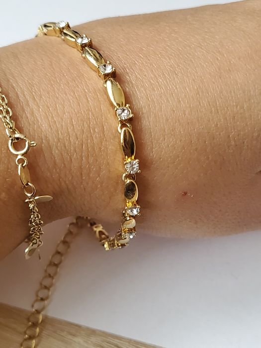 GB123, brățară placata aur 14k,model zirconii albe