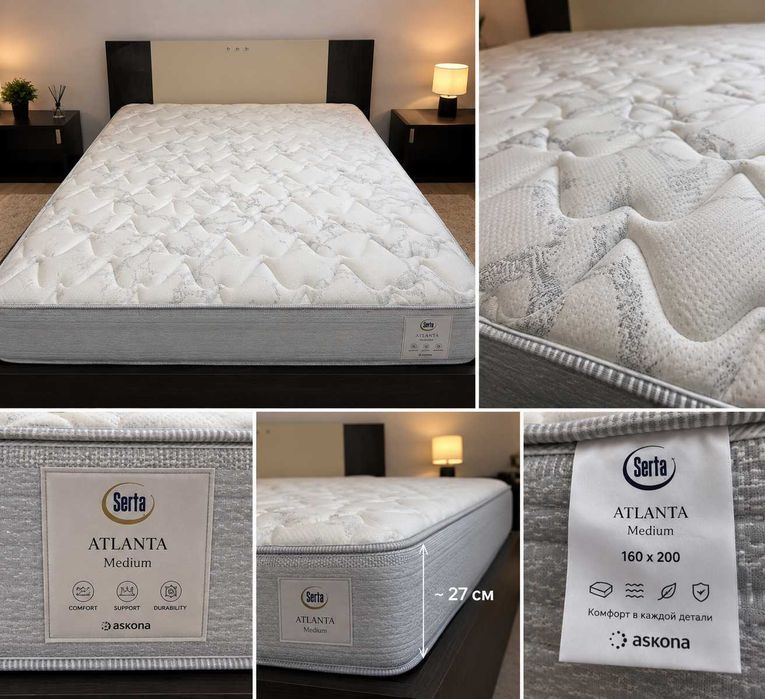 Продам оригинальный матрас Serta Atlanta Medium 160×200 см от Askona.