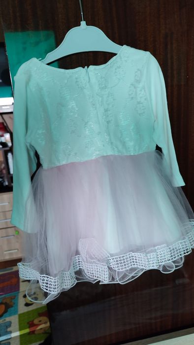 Бебешка официална рокля, дълъг ръкав, размер 80/86