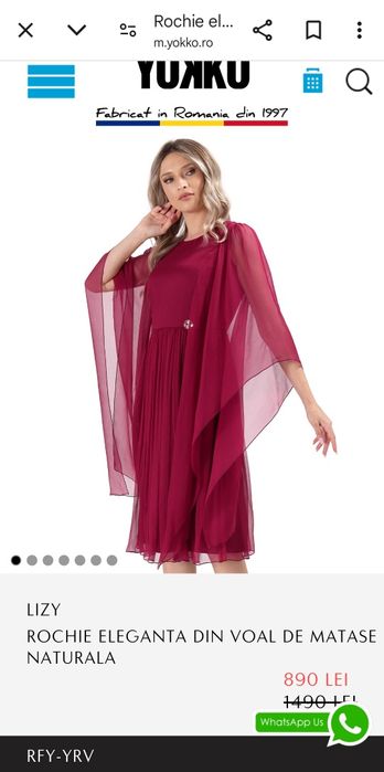 Rochie YOKKO din mătase naturală