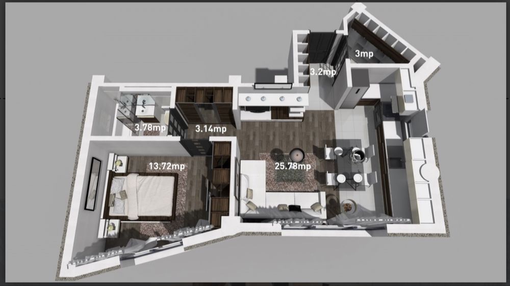 Apartament 2 camere zona Bucium bloc nou intabulat