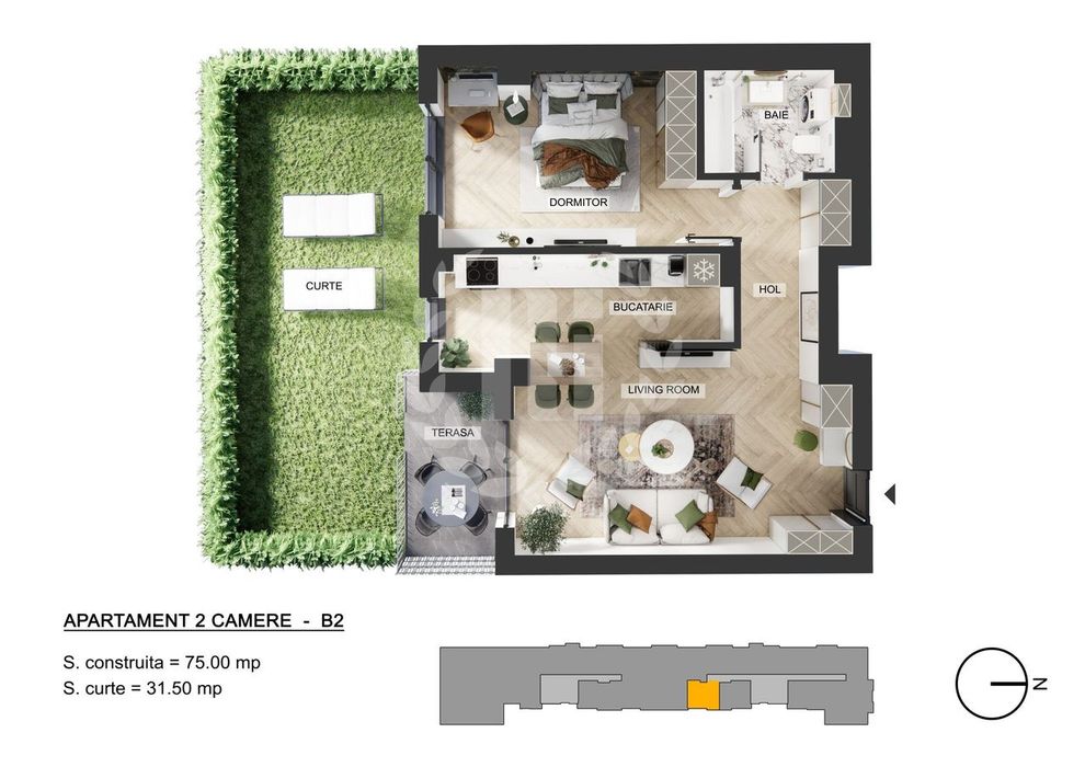 Apartament 2 camere | Pipera Plaza | Gradina privata | Bloc Finalizat — fotografia 1