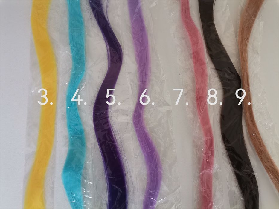 Африкански Цветни плитки с ластик  и кичури с клипси