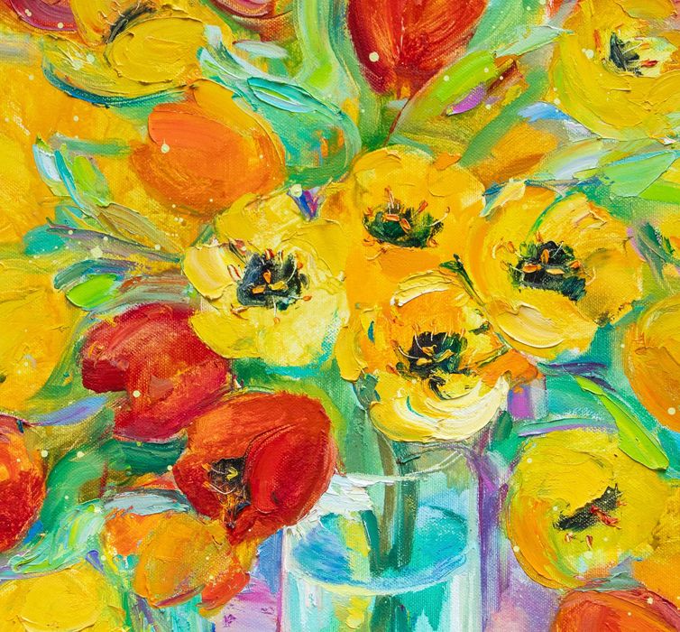 Картина "Желтые тюльпаны". Холст, масло. 75х85см