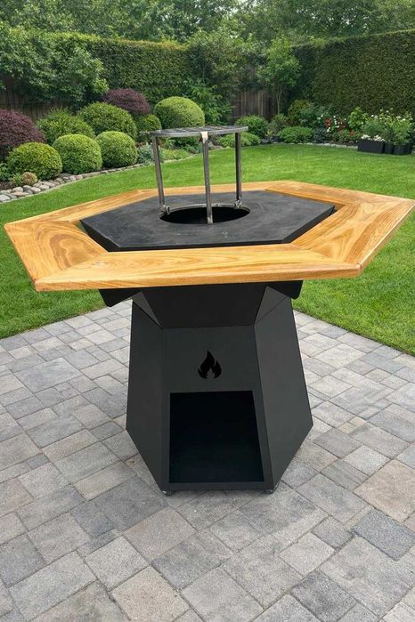 Gratar premium cu plita de 10 mm si blat de stejar