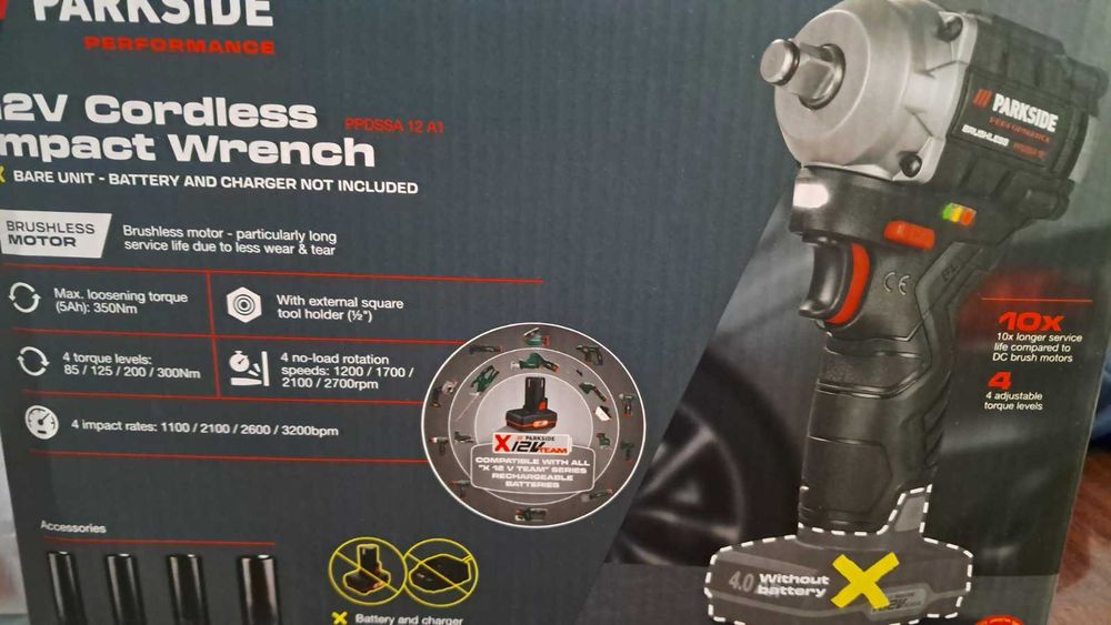 Гайковерт Парксайт  безчетков 5г. Гаранция черен