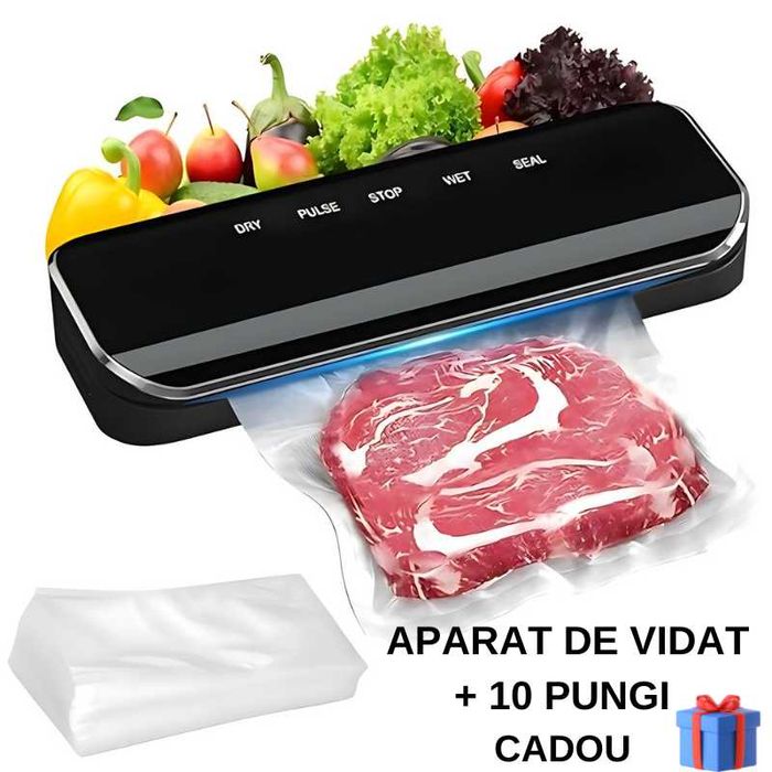 Aparat de Vidat, 130W, pentru Alimente Umede si Uscate, 10 pungi cadou