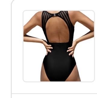 Costum de baie guler înalt control burtă spate din plasă – Negru L.