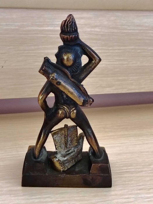 Страхотна Стара Бронзова Статуетка Родоския Колос