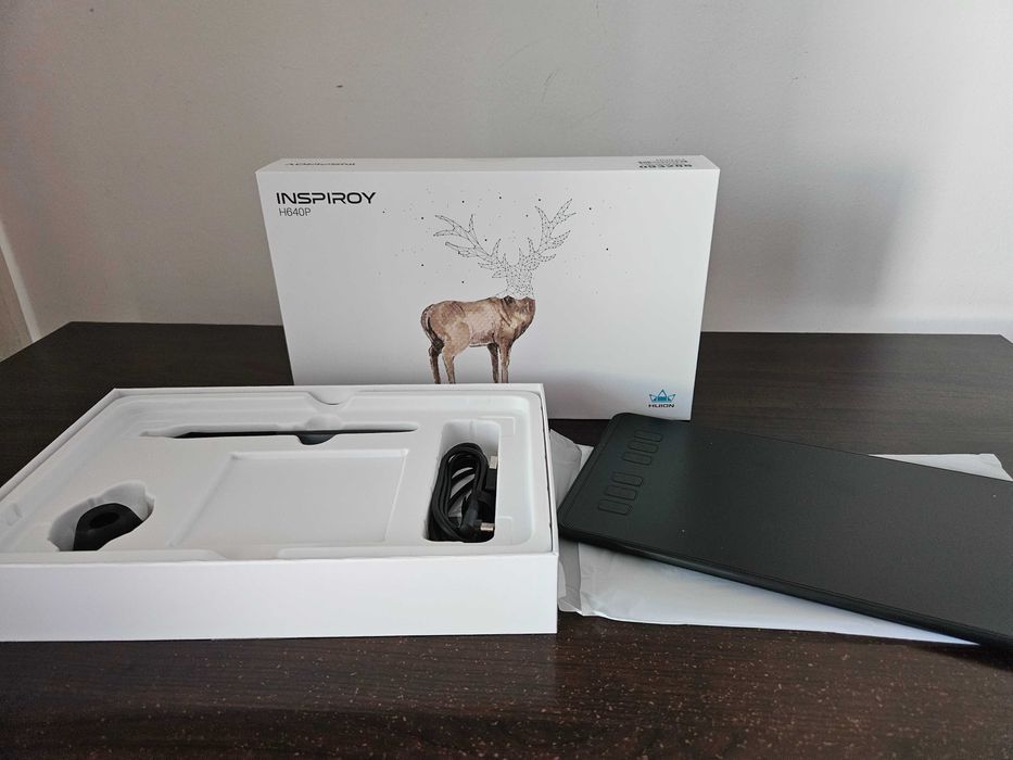 Tableta grafica, HUION, H640P Slim Compact 8192/5080 Negru Gri