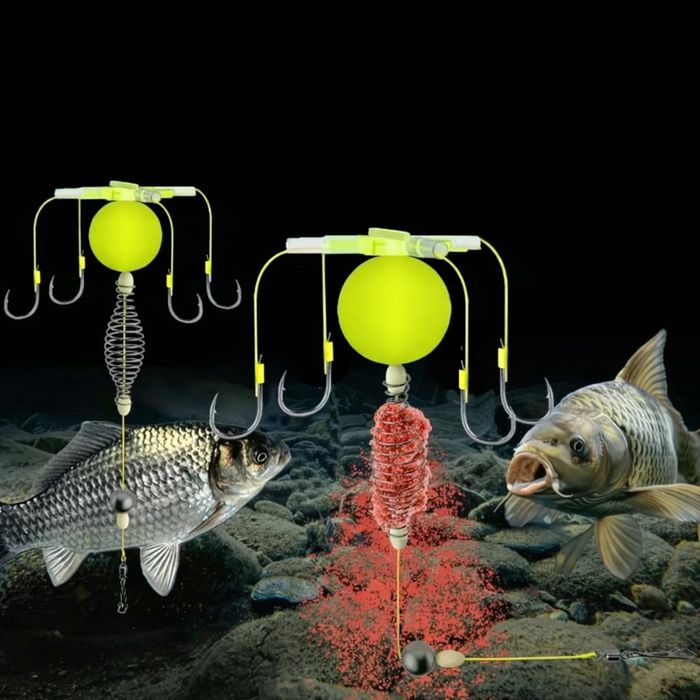 Крючки с приманкой и поплавком