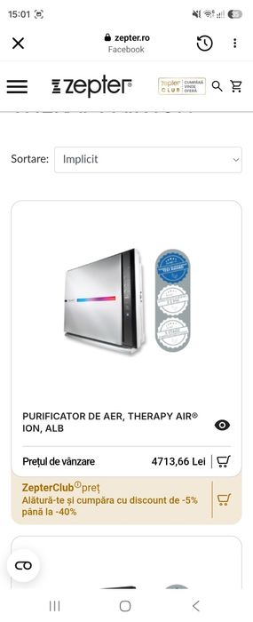 Purificator Aer TherapyAir iOn Zepter - impecabil, 950 lei