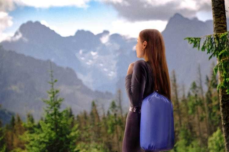 Спален чувал за къмпинг, пътувания, лек и компактен с калъф, Trizand