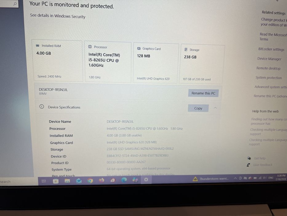 Laptop Lenovo Idea Pad i5 8th gen