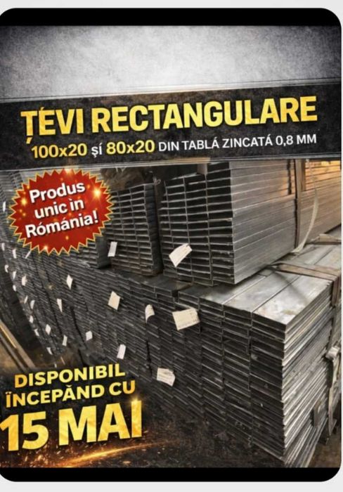 Țeavă 80x20 rectangulara din tabla zincata