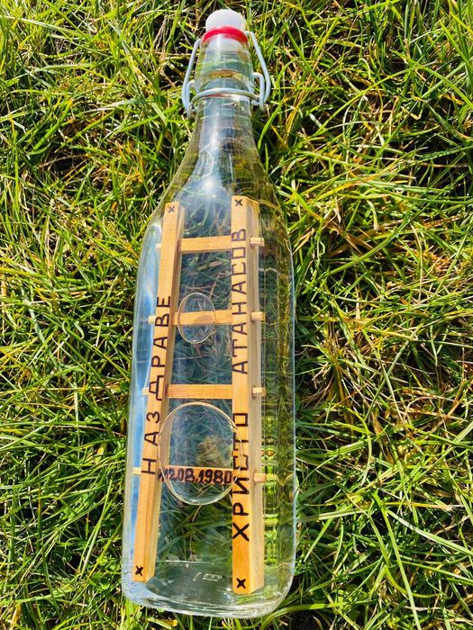 Дървени стълби в бутилка, шише за подарък, рожден ден