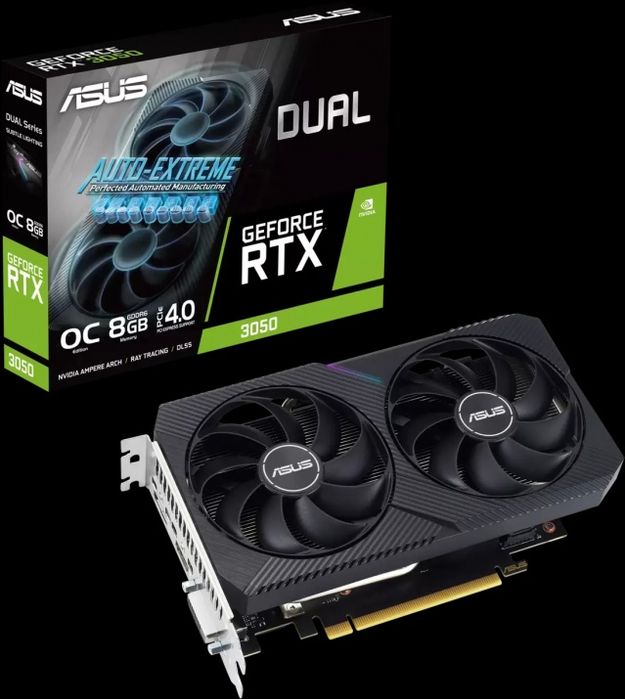 Нова Видеокарта Nvidia RTX 3050, 8GB GDDR6, Asus Dual V2, OC, PCI-E 4.0, 128-bit,