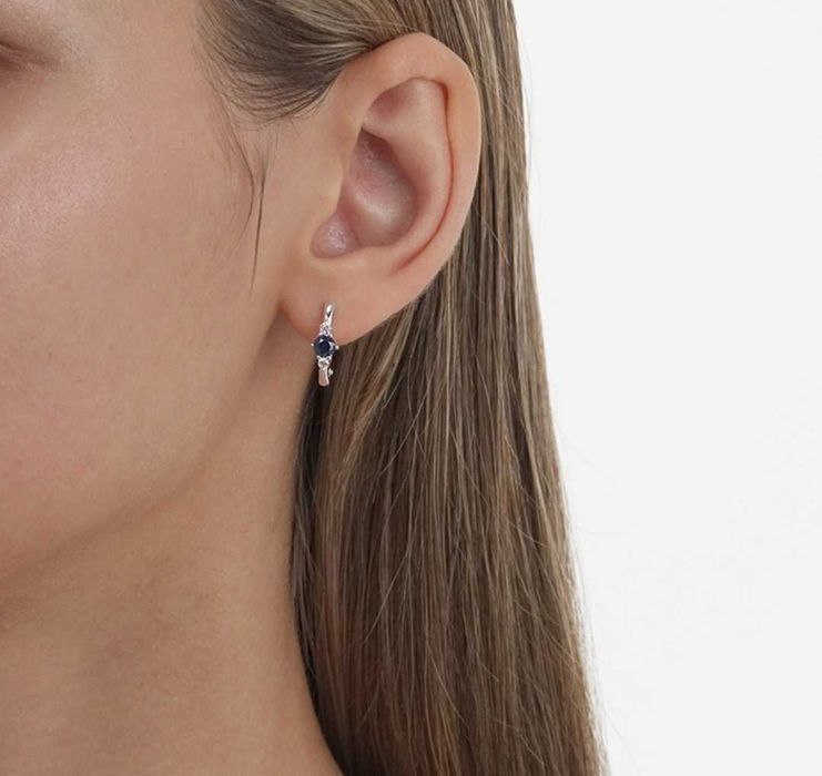 Серьги серебро, с наносапфиром