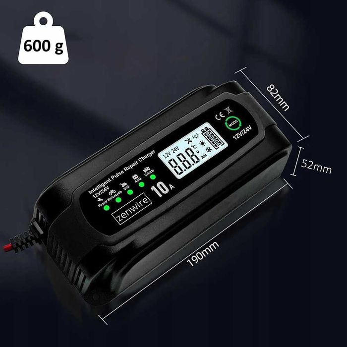 Многофункционално зарядно устройство за акумулатори 10A - 12V/24V