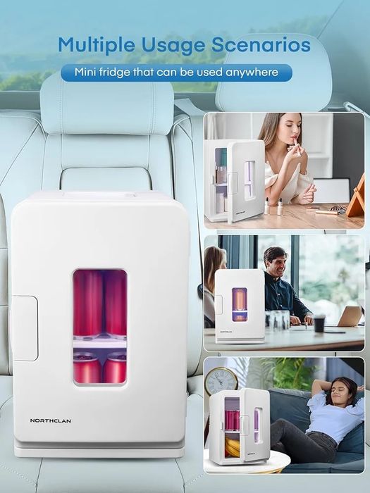 15L Мини Хладилник 12V / 220V с функции за охлаждане и затопляне, Бял, NORTHCLAN