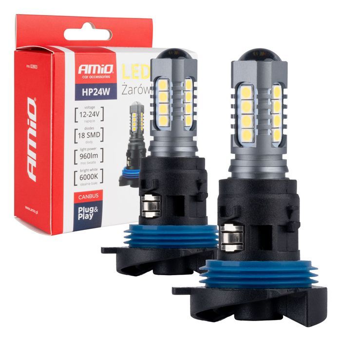 Bec LED Canbus 3030 18SMD HP24W alb 12V/24V, Amio, set 2 buc