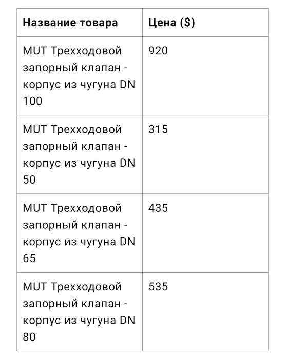 Трехходовой запорный клапан MUT, DN 100