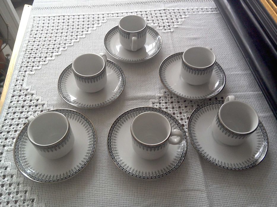 Servici cafea expresso, porțelan fin - 6 + 6 bucăți - 90 ml.