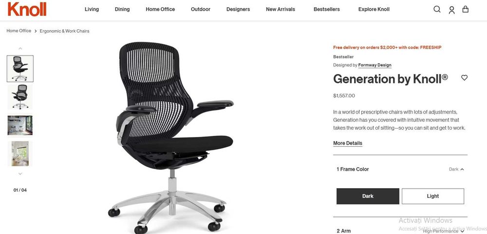 Scaun birou ergonomic Knoll premium negru