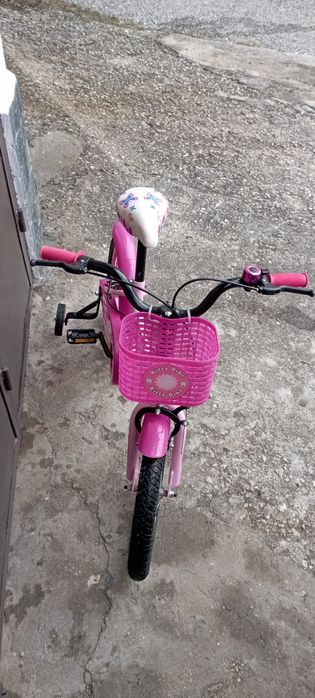 Детски велосипед, розов, с цикламена кошничка – 16"