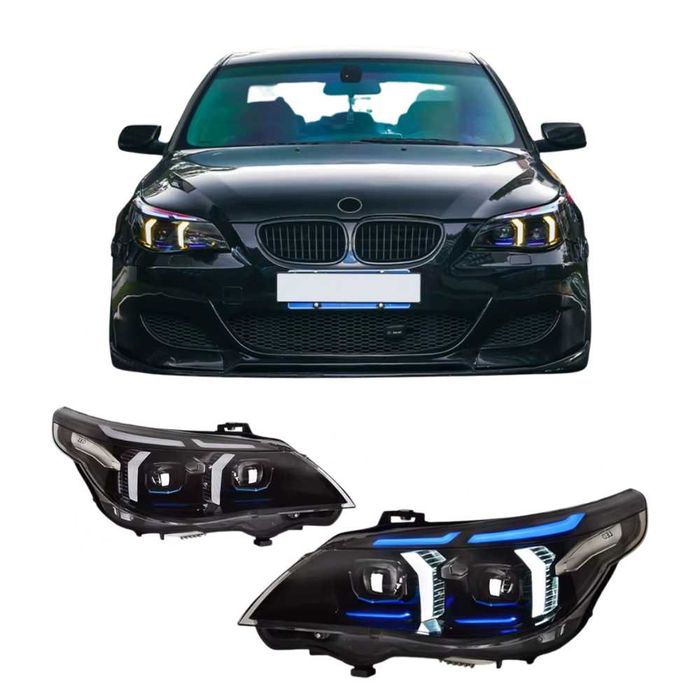 Faruri Full LED BMW Seria 5 E60 E61 DRL Alb/Galben Plug&Play GARANTIE