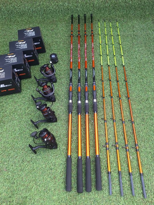 SET 4 Lansete Feeder 2.4 m PRO FL Aqua River 280 gr + 4 Pro Fl XFB4000
