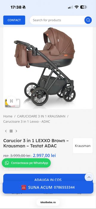 Carucior 3 in 1 LEXXO Brown – Krausman – Testat ADAC