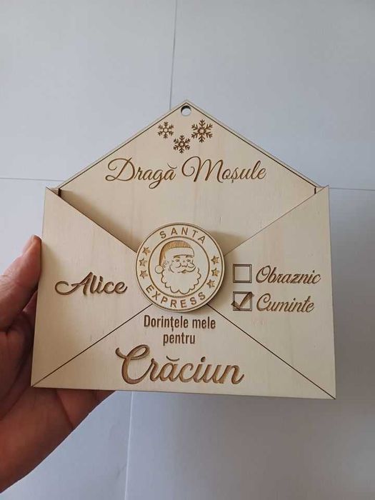 Confectionez Decoratiuni personalizate, plic pt. scrisoare catre Mosu'