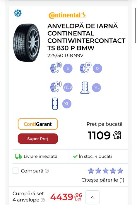Vand anvelope iarna Continental ContiWinterContact 225/50/R18