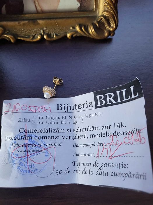 Redus   Cercei aur 14k cu perle si zirconii