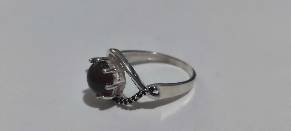 Колечко серебряное с камнем ОБСИДИАН